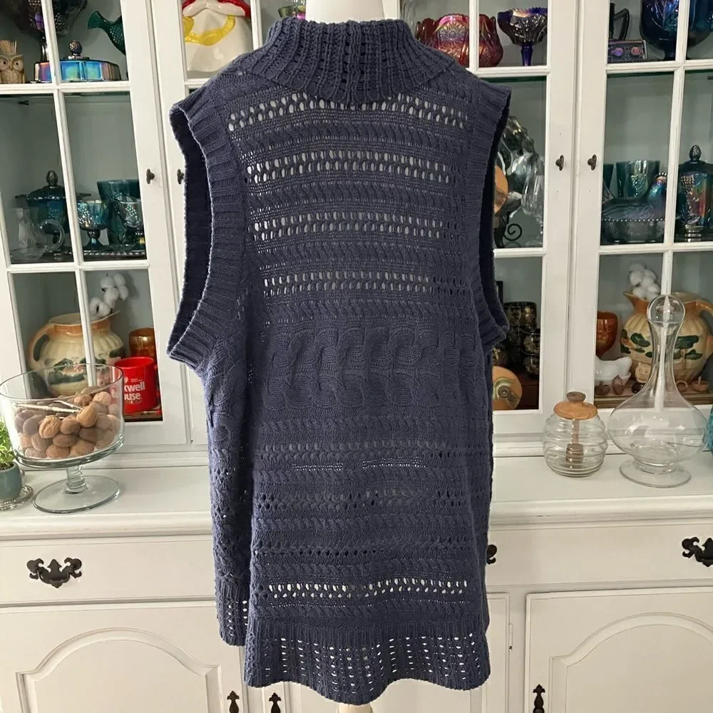 Sleeveless Cardigan Sweater Blue Sz 2X Sonoma - Picture 1 of 8
